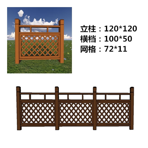 广州塑木护栏厂家销售-塑木围栏尺寸示意图